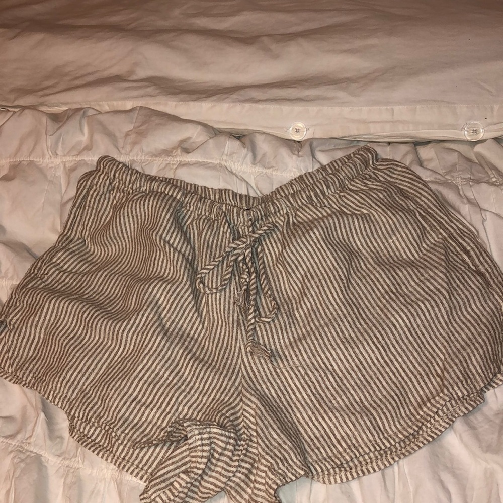 Brandy Melville Brown and White Striped Shorts